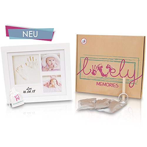 Windelschnecke Baby Bilderrahmen Abdruckrahmen Set für Handabdruck & Fußabdruck Geschenkbox, Taufgeschenk zur Geburt, Babyparty. Fotoalbum Fotocollage für Babys und Neugeborenen zur Erinnerung