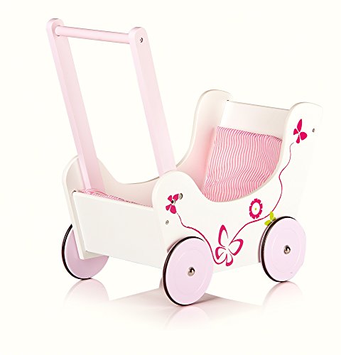 Lauflernwagen aus Holz Puppenwagen inkl. Bettwäsche - Schmetterling, Puppen wagen Lauflern wagen