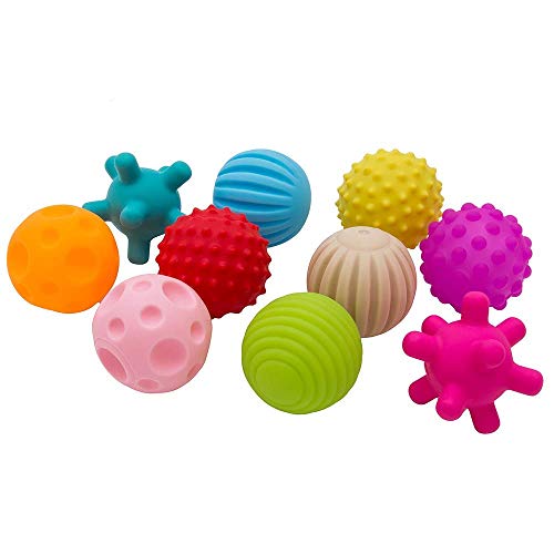 10 Stück Sensory Baby Ball Set Strukturierte Bälle Massage Motorikspielzeug Handfang Entwicklung Regenbogenball Pädagogisch für Weinachten Geschenke