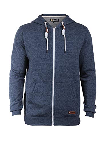 riverso Herren Kapuzenjacke Thrio Sweatjacke Sweatshirt Kapuzenpullover Hoodie Kapuze Reißverschluss Regular Fit Basic Einfarbig Schwarz Blau Grau S-3XL, Größe:XXL, Farbe:Insignia Blue Melange
