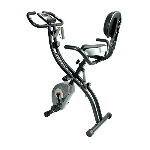 ATIVAFIT Fitness Bike 4in1 Heimtrainer mit  Rückenlehne & integriertem Seilsystem - einzigartiges Zugbandsystem Handpulssensoren Ergometer- Faltbares Fitness Fahrrad Trainingsgerät klappbar