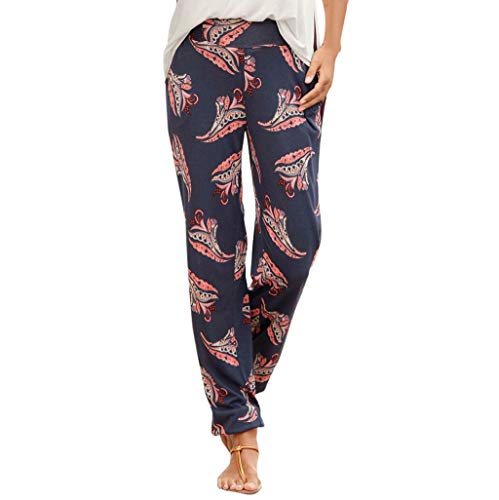 AmyGline Damen Hosen Yoga Hosen High Waist Casual Drucken Boho Strandhosen Sommerhose Sweatpants Freizeithose