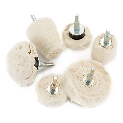 Polierscheibe für bohrmaschine, JTENG polieraufsatz 6 pcs bürsten satz konischer baumwollsamt Polier Wheel Polierkegel Polishing Buffing Pad Für Manifold Aluminium Edelstahl Chrom usw
