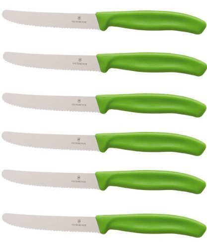 6 Stück Tafelmesser Tischmesser Brotzeitmeser VICTORINOX Grün Neue Griffform!