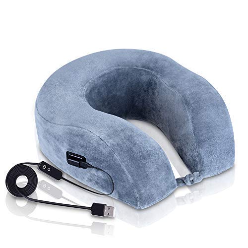 Beheiztes Nackenkissen Reise Nackenkissen mit Memory Schaum Nacken Therapie mit weitem Infrarotbereich und einstellbarer Temperatur, U-Form perfekt für steifen Hals, abnehmbarer Bezug und USB-Kabel