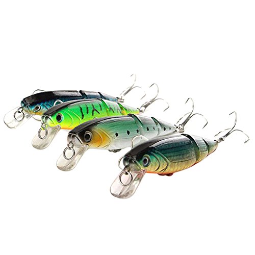 Hrph 4pcs 3 Segmente Swimbait Fischen Minnow Lure 10 cm / 16 g Hart Künstlicher Köder Haken Angelausrüstung