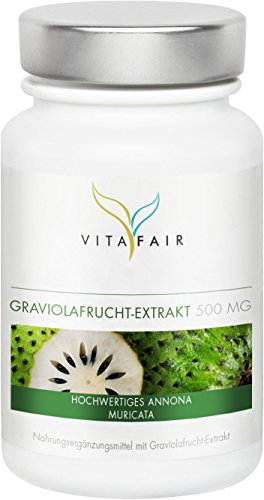 Graviola 500mg | Hochwertiges Graviola-Fruchtextrakt | 90 Kapseln | Vegan | Ohne Magnesiumstearat | Made in Germany