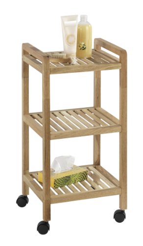 Wenko 18619100 Rollregal Norway mit 3 Böden, walnussholz, 35 x 72 x 31 cm, walnuss