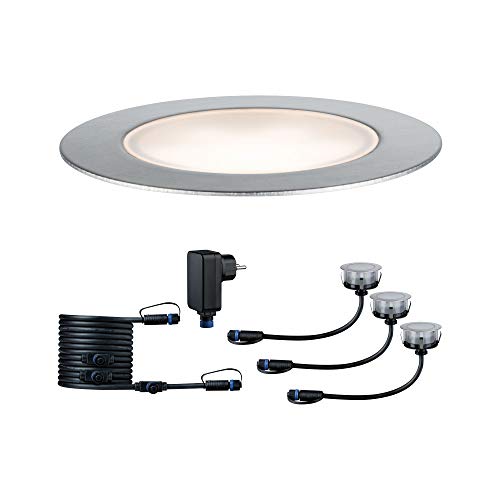 Paulmann 936.92 Outdoor Plug & Shine Floor Eco 3er-Basisset 3000K 3x1W Silber 93692 Bodeneinbauleuchte LED Aussenleuchten