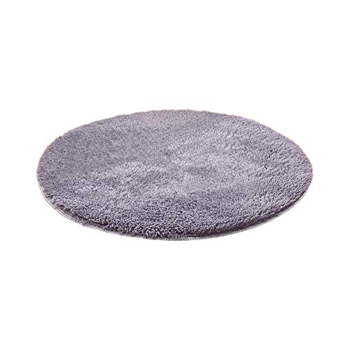 Emorias 1 Stück Bodenmatte rund Shaggy Teppich Schlafzimmer Mats Dekoration Weich Fußmatten Wohnzimmer 60 cm Grau L