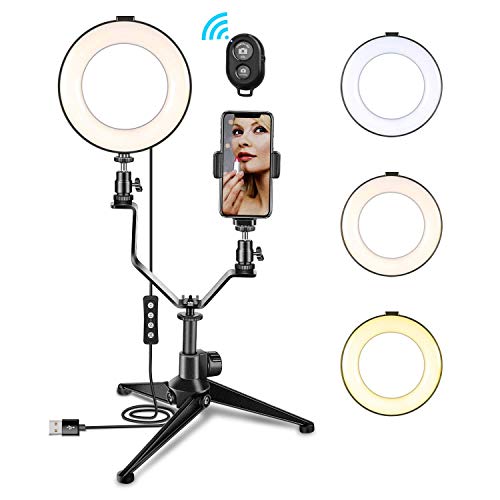 LED Ringlicht - 6 ' Ring Licht mit 3 Lichtmodi und 11 Helligkeitsstufen Selfie Licht Ring mit Stativ, Handyhalter für Boardcasting, Make-up, Handy, Youtube, Vlog