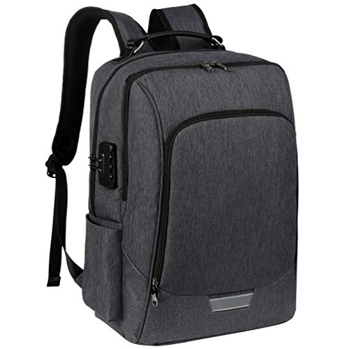 Vbiger 17 Zoll Laptop Rucksack Herren Damen für Schule Reisen mit Anti-Theft, USB Charging Port und Headphone Port (Grau)