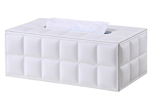 Zedtom PU-leder Kosmetiktücherbox Taschentuchspender, 25*14*9.5cm (Weiss)