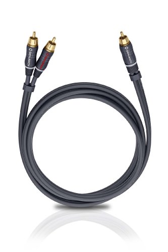 Oehlbach BOOOM 300 | Subwoofer Y-Cinch-Kabel (2 x Cinch auf 1 x Cinch) | Druckvolle Basswiedergabe & effektive Schirmung | 3 m - anthrazit