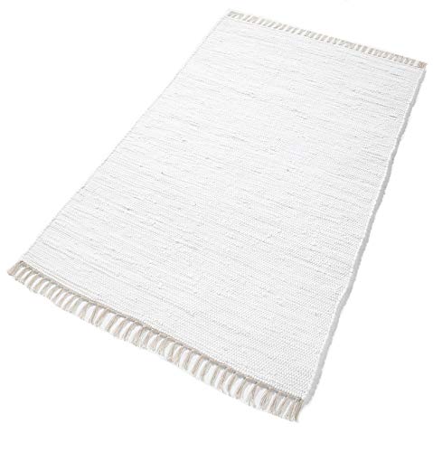 Handwebteppich 'Kim' weiß, Größe:90 cm x 160 cm, in vielen weiteren Farben und Größen erhältlich