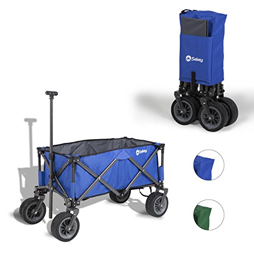 Sekey faltbarer Bollerwagen Faltwagen Handwagen Außenschubkarre Strandwagen Folding Wagon Outdoor Gartenanhänger Transportwagen für alle Gelände geeignet, Rot