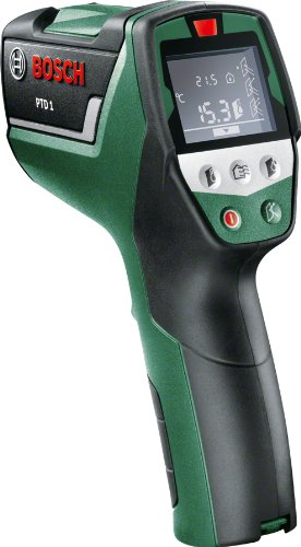 Bosch Thermodetektor PTD 1 (2x Batterien AA, Schutztasche, Maximaler Messabstand 5 m, +/- 1° Messgenauigkeit Temperatur, +/- 2% Messgenauigkeit Feuchtigkeit)