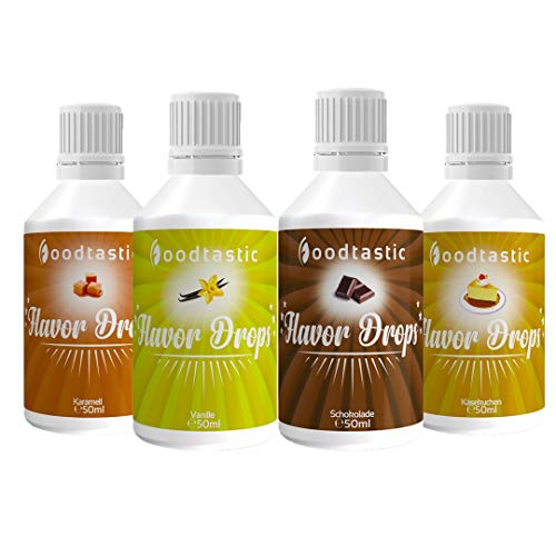 Foodtastic Flavor Drops Creamy Bundle mit 4 Sorten | Flavdrops Aroma Tropfen | kalorienfrei Süßen I ohne Zucker | Lebensmittelaroma Flavour Drops Flave Drops Geschmackstropfen