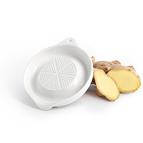Sweese 3602 Ingwerreibe, Stabile Porzellan Ingwer Reibe Küchenreibe Obstreibe Wasabireibe vegan gingergrater, 11 x 9 x 2 cm weiß