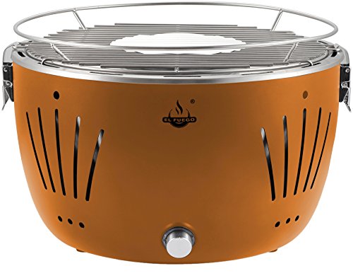 El Fuego rauchfreier Holzkohlegrill, Tulsa, grau, 34,2 x 34,2 x 21,5 cm, AY5251