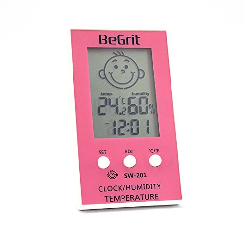 BeGrit Innen Hygrometer Thermometer für Baby-Raum-Temperatur Feuchtigkeit Feuchte Überwachung, digital einfach Sofort mit Lächeln / Unhappy Emotion Icon lesen
