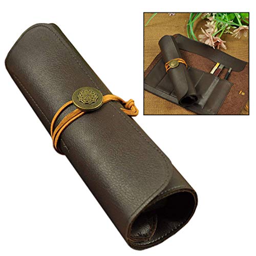 Xrten Messertasche aus PU Leder,Wasserdicht Messer Aufbewahrungstasche Rolltasche mit 5 Fächern für Köche