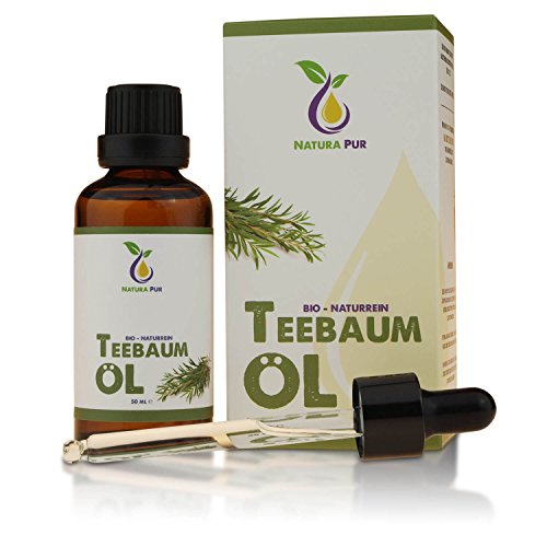 Natura Pur Bio Teebaumöl 50ml - 100% naturreines ätherisches Öl aus Australien, vegan - gegen unreine Haut, Hautentzündungen, Anti Pickel und gegen Akne sowie Pilze wie Nagelpilz und Fußpilz