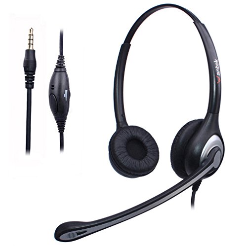 Headset Handy Binaural mit Noise Cancelling Mikrofon, WANTEK Smartphone Kopfhörer für iPhone Samsung Huawei HTC LG ZTE Blackberry Android Mobiltelefon mit 3,5mm Klinkenstecker(F602J35)