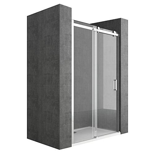 Mai & Mai 140cm Höhe:195cm Nischentür Duschtür Schiebetür Duschabtrennung 8mm Sicherheitsglas mit Nanobeschichtung Ter04