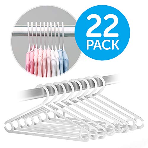 LaLoona Babykleiderbügel Set - 22x Kunststoff Kinderkleiderbügel | extra schmale Baby und Kinder Kleiderbügel mit Hosensteg - Weiß