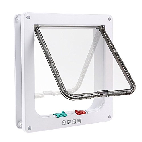 Katzenklappe von iado, 4 Wege Magnet-Verschluss Katzenklappe, Katzen- / Hundeklappe mit Tunnel (L)