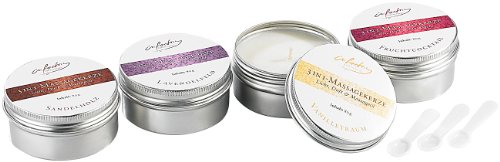 infactory Kerze: 3in1-Massagekerzen: Licht, Duft & Massageöl, 4 Stück (Duftkerzen)
