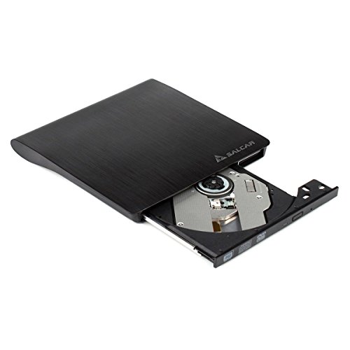 Salcar - USB3.0 DVD-RW DVD/CD Brenner Slim extern Laufwerk Portable(tragbar) DVD CD Brenner, 9,5mm 100% Neu Chip, Superdrive für alle Laptops/Desktop z.B Lenovo,Acer,Asus; PC unter Windows und Mac OS für Apple Macbook, Macbook Pro, MacbookAir, iMac - Schwarz