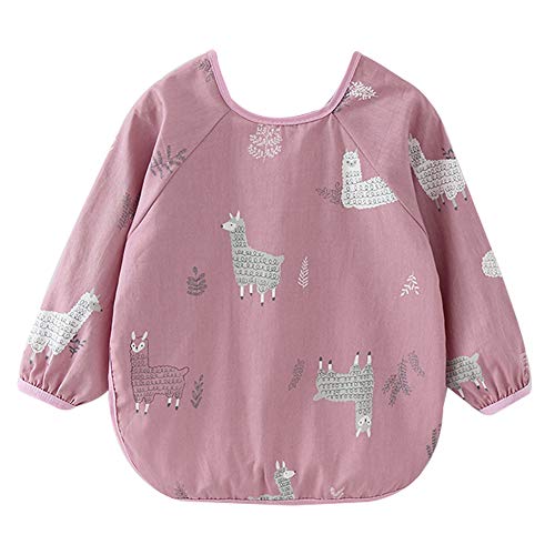 HAPPY CHERRY Baby Lätzchen mit Ärmeln Wasserdicht Nässeschutz Niedlich Cartoon Kinder Langarm Schürze Bibs