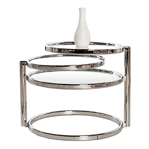 Beistelltisch - Art Deco - Chrom/Glas - mit 3 Ebenen