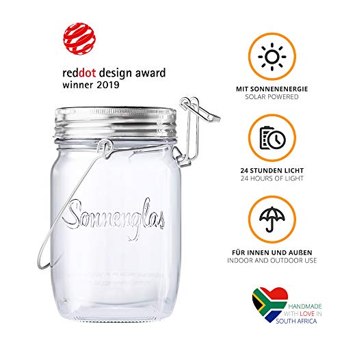 SONNENGLAS Mini 250ml 2019 | Original Solarlampe/Solar-Laterne im Einmachglas aus Südafrika (inkl. USB) | warmweiß | Bekannt aus Pro7 Galileo