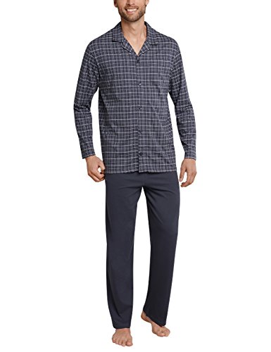 Schiesser Herren Zweiteiliger Schlafanzug Pyjama Lang, Grau (Anthrazit 203), X-Large (Herstellergröße: 054)