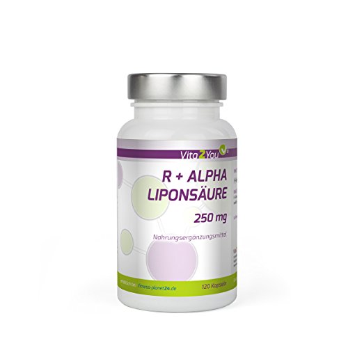 R - Alpha Liponsäure 250mg - 120 Kapseln - Hohe Bioverfügbarkeit - Hochdosiert - Premium Qualität - Made in Germany