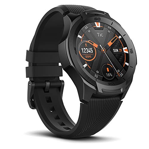 Ticwatch Smartwatch S2, Wear OS von Google Fitness Uhr, für Outdoor-Abenteuer, 5 ATM wasserdicht und geeignet fürs Schwimmen, haltbar, kompatibel mit iPhone und Android-Midnight