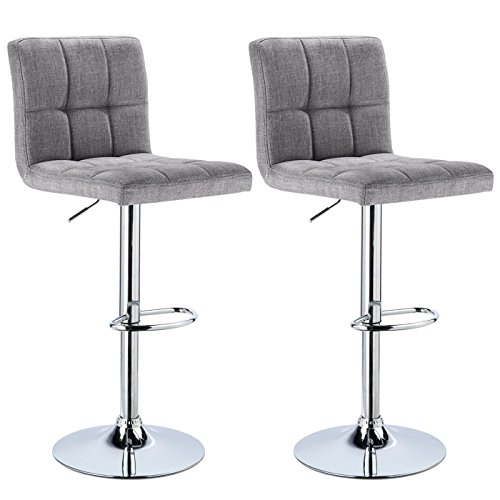 WOLTU 2x Designer Barhocker Barstuhl Hocker Tresenhocker Leinen Venice Hell Grau BH32hgr-2