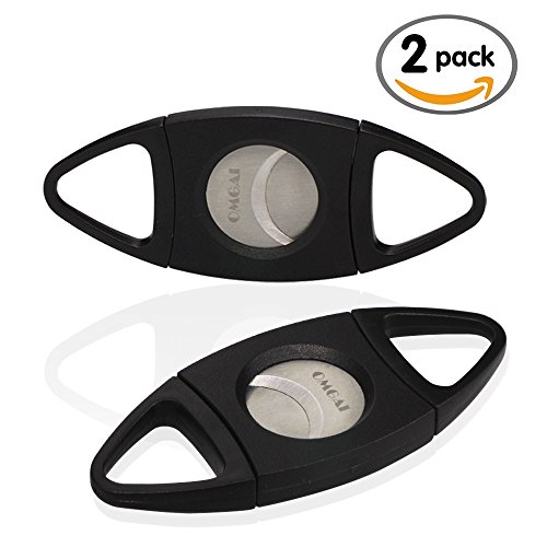 OMGAI Tasche Zigarrenschneider Von Doppel Twin Edelstahl Blatt Schwarz (Paar)