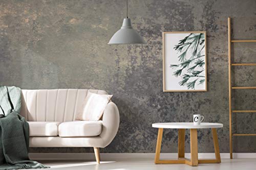 Vliestapete in Betonoptik - Fototapete hochwertig mit Beton Muster - UV- & wasserbeständiger Druck - Betontapete inklusive Kleister & Anleitung (416x290 cm/dunkelgrau)