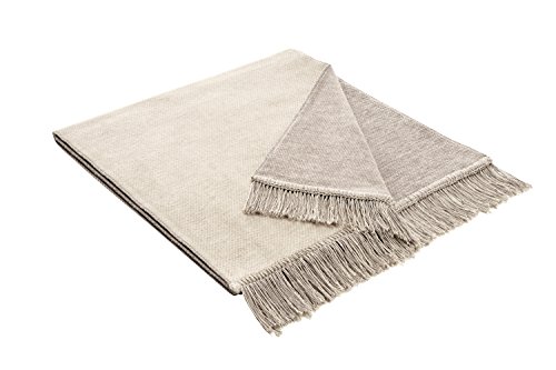 Bocasa 50 x 200 cm, Salt Pepper '&Biederlack Decke/Überwurf, Baumwolle, natur