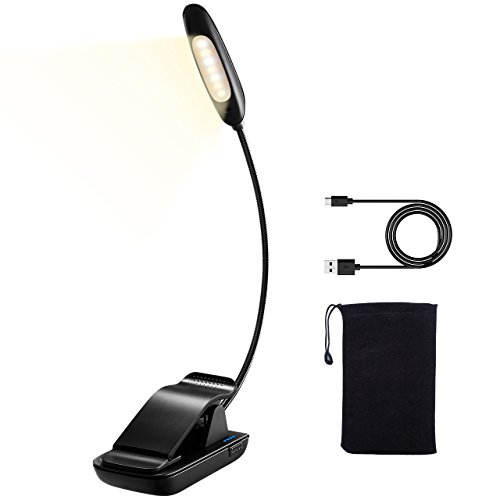LED Buchlampe,TOPELEK 7 LEDs Leselampe Klemmleuchten mit 9 Modi, einstellbar Farbtemperatur Helligkeitsstufe,USB wiederaufladbar Leselampe,Schreibtischleuchte, Notenständer lampe, Augenschutz Helligkeit, Beleuchten mit LED-Betriebsanzeige, USB-Ladekabel und Aufbewahrungstasche für Kindle, Buch, Computer.