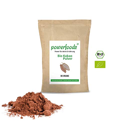 Powerfoodz Kakao Pulver Stark Entölt - Reines Kakaopulver - Ohne Gentechnik Vegan Vegetarisch und Glutenfrei (1kg)