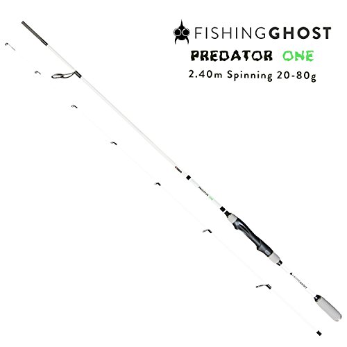 FISHINGGHOST PredatorOne Hechtrute 2,40m, 20-80g - Angelrute –Spinnrute –Steckrute – direkte Kraftübertragung beim Angeln auf Hecht, Zander, Dorsch, Seeforelle, Lachs
