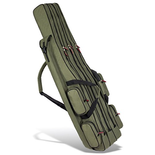 ARAPAIMA FISHING EQUIPMENT Rutentasche Rod Case Angelkoffer mit 3 Fächern, verschiedene Längen wählbar - Oliv - 125 cm