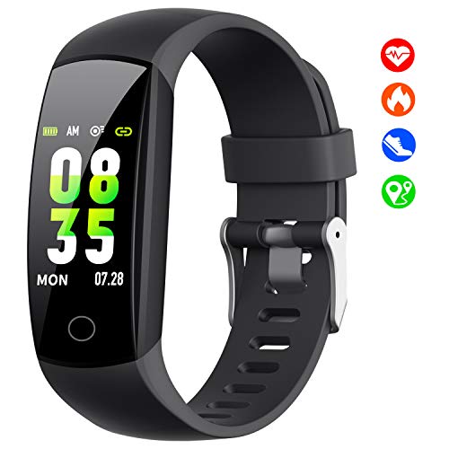 HETP Fitness Armband mit Pulsmesser, 【2019 Neueste Version】Fitness Tracker Uhr mit Blutdruckmesser, Schlafüberwachung, IP67 Wasserdicht Schrittzähler, Kalorienzähler für Kinder Damen Männer