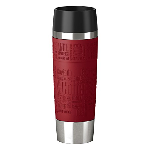 Emsa 515617 Isolierbecher (Mobil genießen, 500 ml, Quick Press Verschluss, Travel Mug Grande) rot