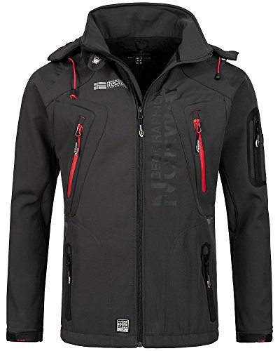 Geographical Norway Herren Softshelljacke Tambour Kapuze, Stehkragen darkgrey S